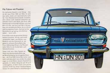 Preview: NSU Prinz 1000 Modellprogramm 1964 Automobilprospekt (10176)